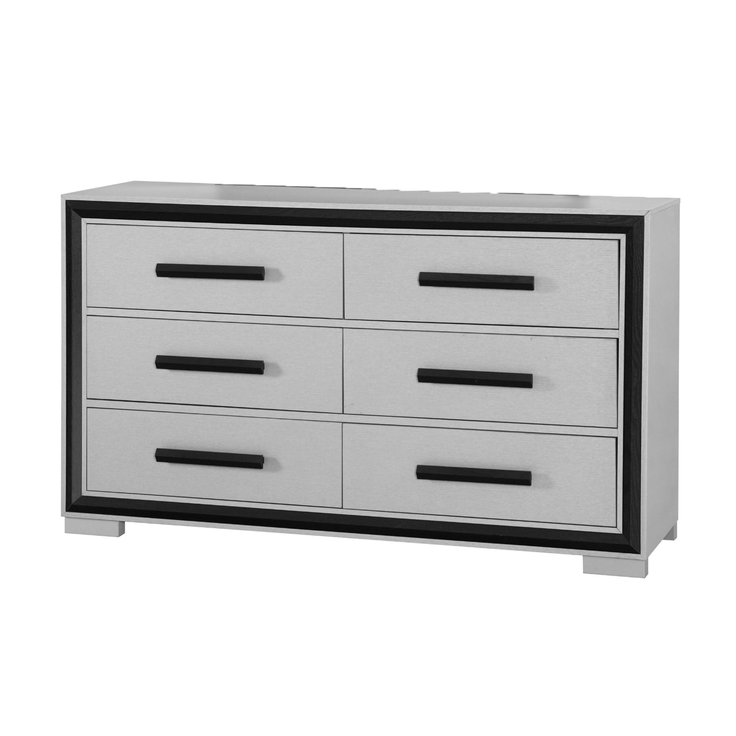 Sleek Black and Grey Solid Wood Dresser