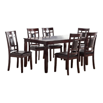 7 Piece Dining Set Table Chairs Eyelet Back Espresso