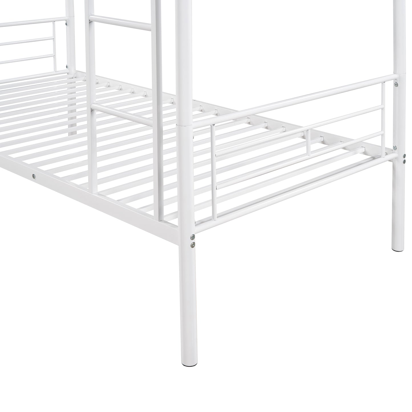 Stylish White Twin Over Twin Metal Bunk Bed for Space-Saving Solutions