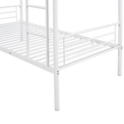 Stylish White Twin Over Twin Metal Bunk Bed for Space-Saving Solutions