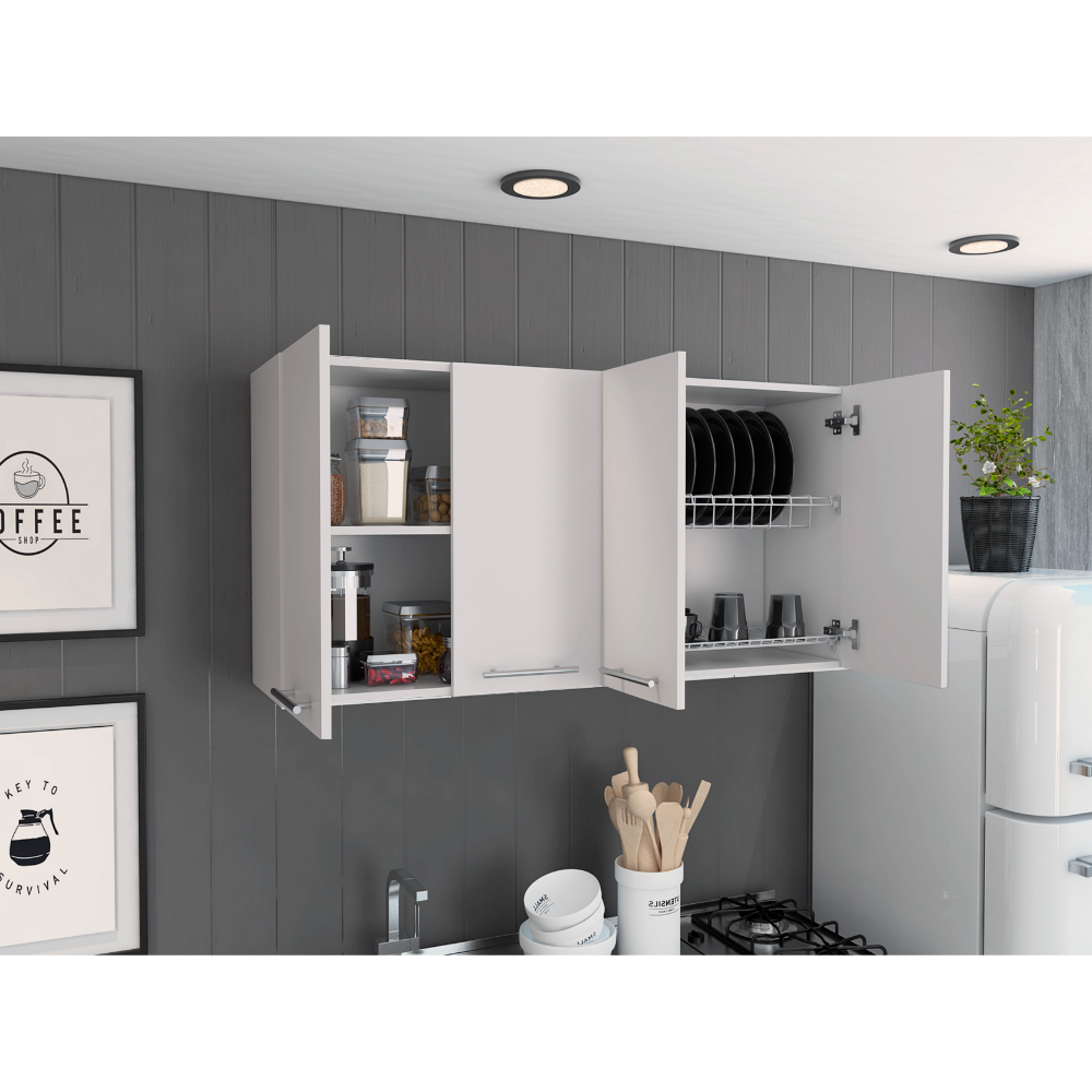 FM FURNITURE Sitka Modern Wall Cabinet with Four Doors and Spacious Storage