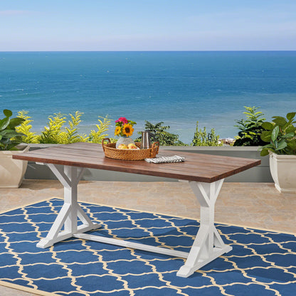 Acacia Farmhouse Dining Table 69in Rustic Dark Brown