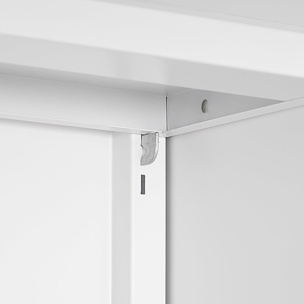 Mobile Metal Printer Stand with Storage and Adjustable Shelves for Home Office on Wheels (White)