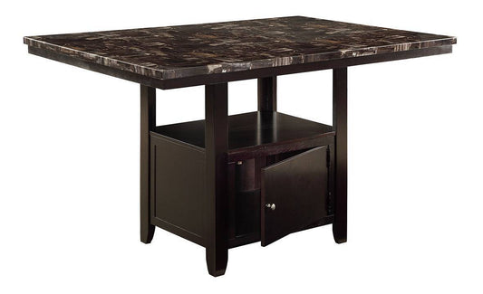 Counter Height Dining Table With Faux Marble Espresso Brown