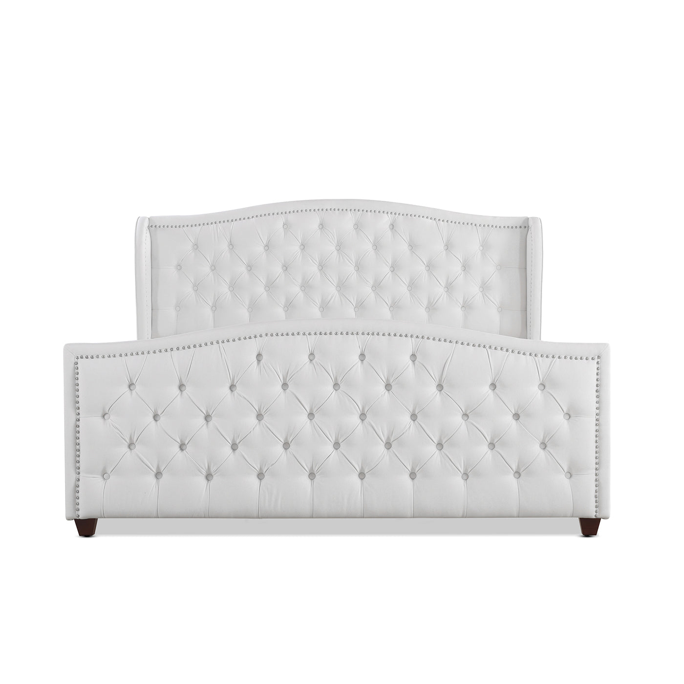Marcella Luxe King Bed Set with Upholstered Shelter Headboard in Bright White