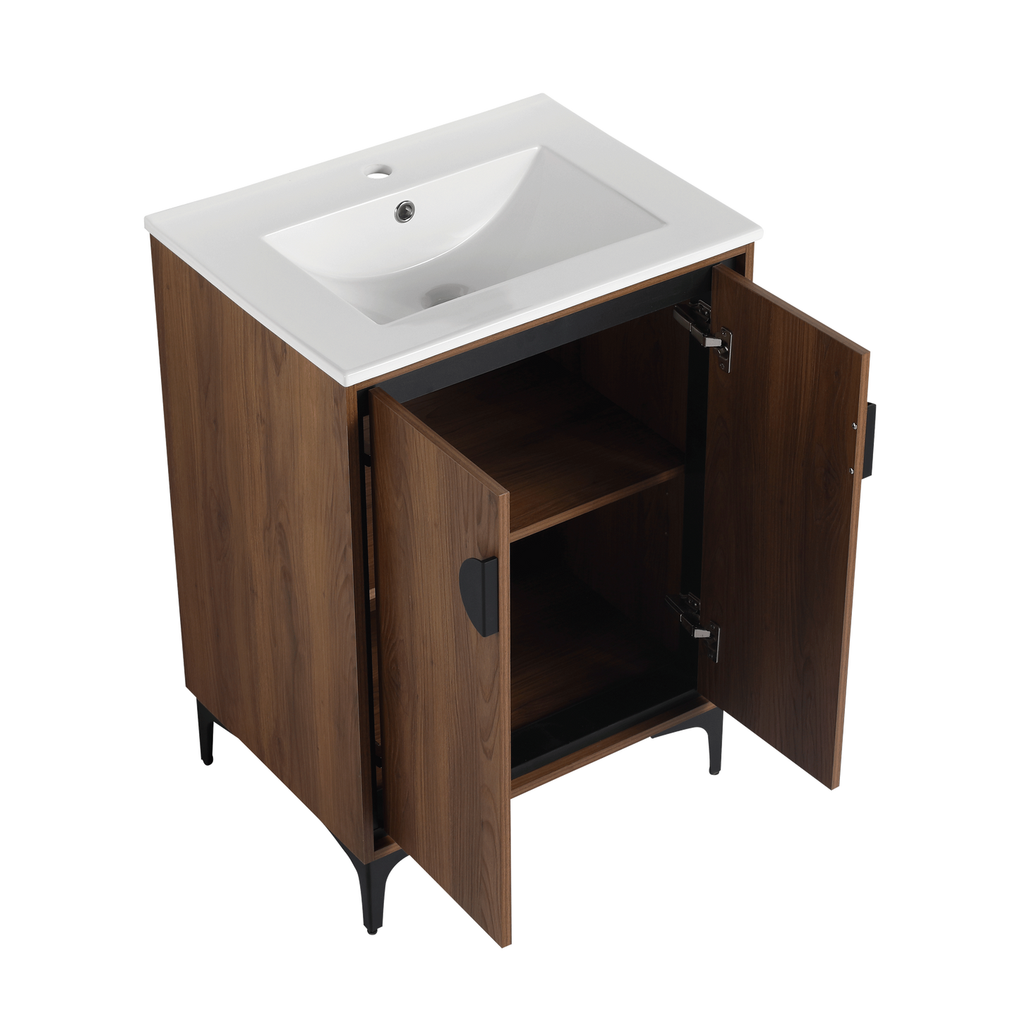 Modern 24-Inch Bathroom Vanity with Ceramic Sink, Stylish Storage Cabinet with Soft Closing Doors