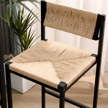 Honey Bar Stools Set Of 2 Handwoven Paper Rope Back Chairs