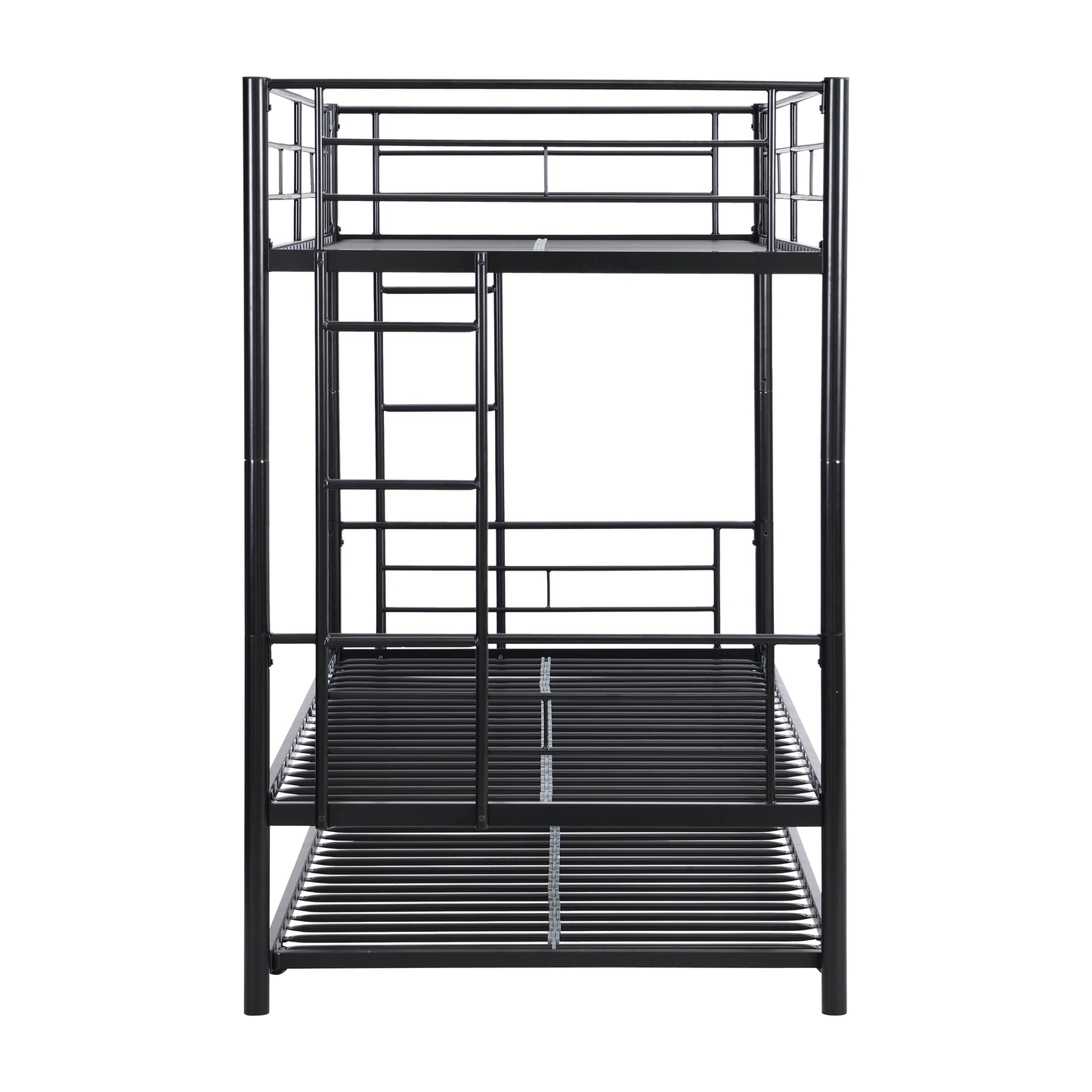 Black Metal Bunk Bed with Trundle for Space-Saving Comfort