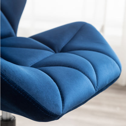 Blue Velvet Diamond Tufted Adjustable Swivel Office Chair