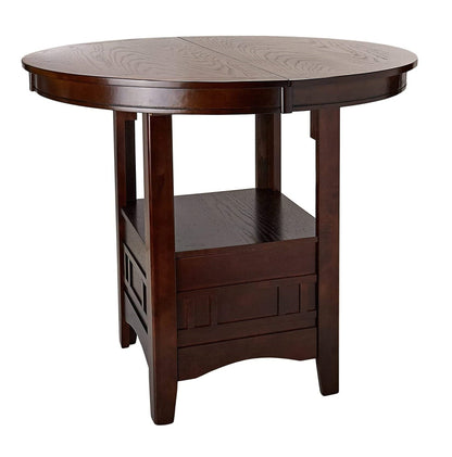 Round Counter Height Dining Table Dark Rosy Brown Finish