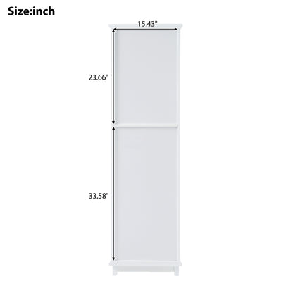 Elegant 63" Tall White Bathroom Storage Cabinet with Glass Doors, Two Drawers, Adjustable Shelves, and Anti-Tipping Design - Perfect for Organizing and Displaying Essentials