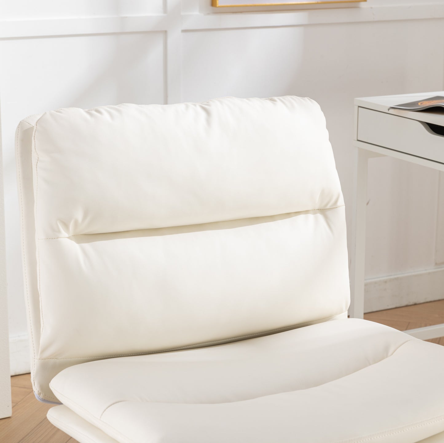 Modern Ergonomic 360° Swivel Criss-Cross Chair with Plush Seat in White