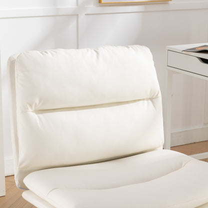 Modern Ergonomic 360° Swivel Criss-Cross Chair with Plush Seat in White