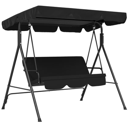 Three Seat Patio Swing With Removable Cushions And Steel Frame Adjustable Tilt Canopy 67.8in Black