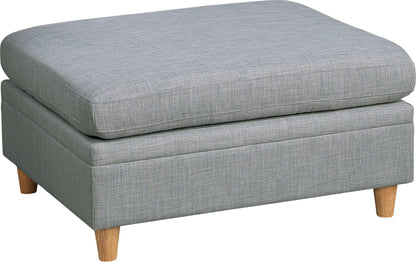 Living Room Ottoman Cocktail 36x30x18in Upholstered Fabric Cushioned Wood Legs Contemporary Light Grey