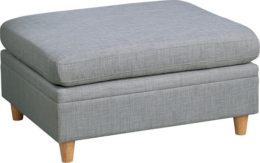 Living Room Ottoman Cocktail 36x30x18in Upholstered Fabric Cushioned Wood Legs Contemporary Light Grey