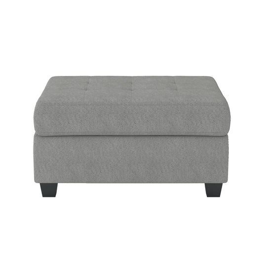Modern Living Room Storage Ottoman, 33 x 24 x 17.5 in, Microfiber Upholstery, Tufted, Storage, Gray