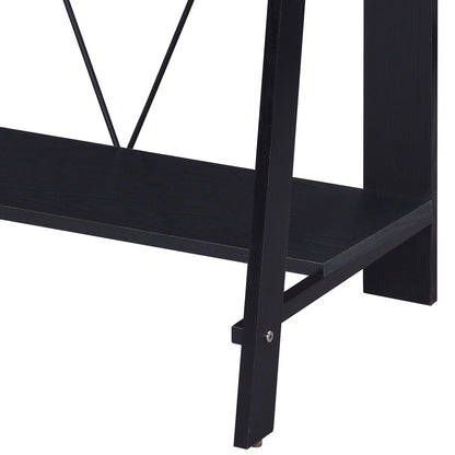 Modern Black Writing Desk with Dual Shelves