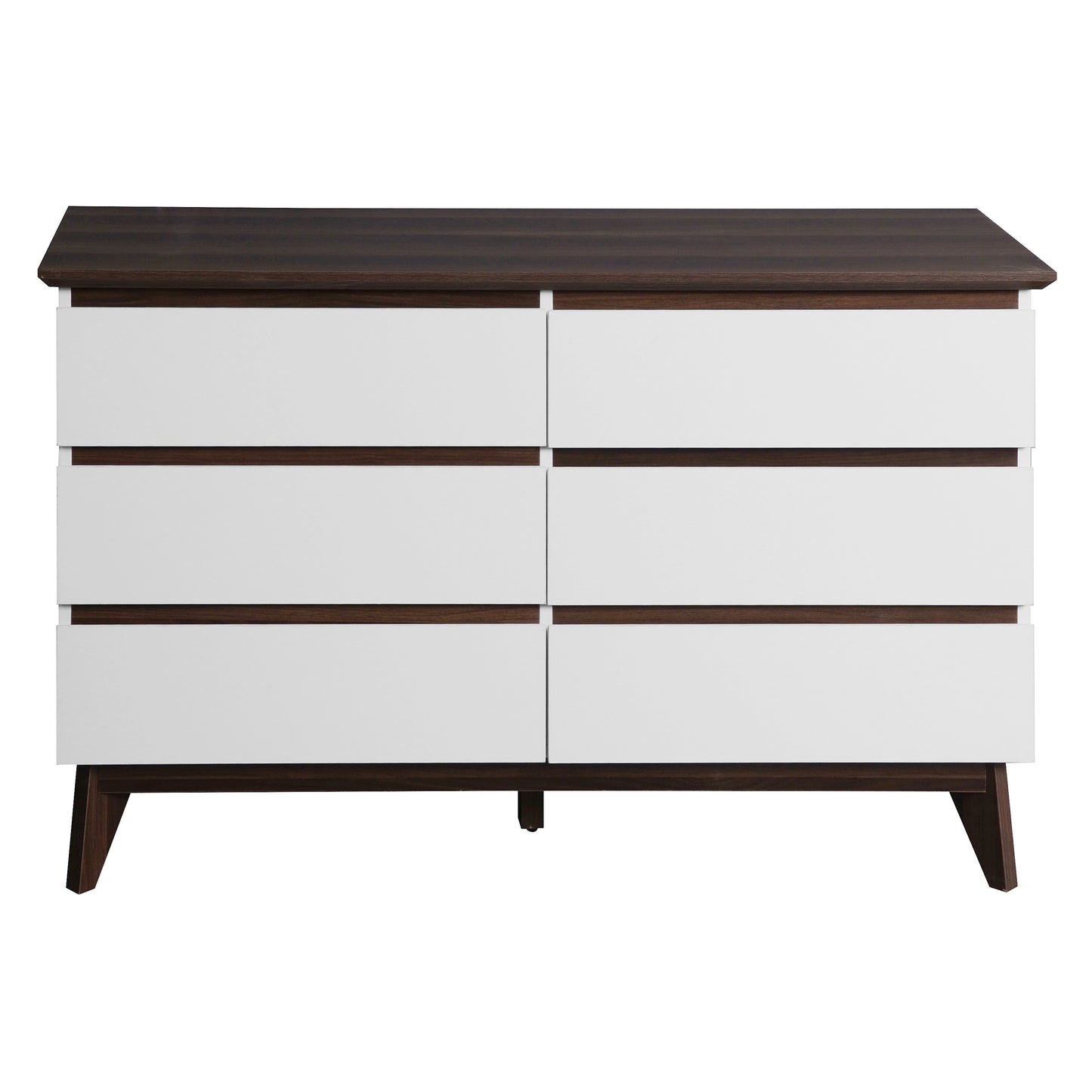Modern 6-Drawer White Dresser for Bedroom and Living Room, Multi-Functional Storage Chest with Spacious Drawers, 47.2'' W x 15.74'' D x 30.7'' H