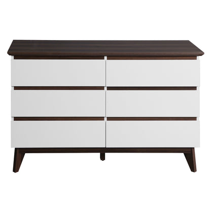 Modern 6-Drawer White Dresser for Bedroom and Living Room, Multi-Functional Storage Chest with Spacious Drawers, 47.2'' W x 15.74'' D x 30.7'' H