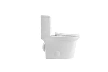 Elongated Comfort Height One-Piece Toilet with Quiet Dual-Flush System, CUPC & WaterSense Certified, White Ceramic, Soft Close Seat