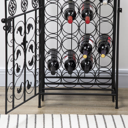 Elegant Black Wrought Iron Wine Cage Rack For 45 Bottles