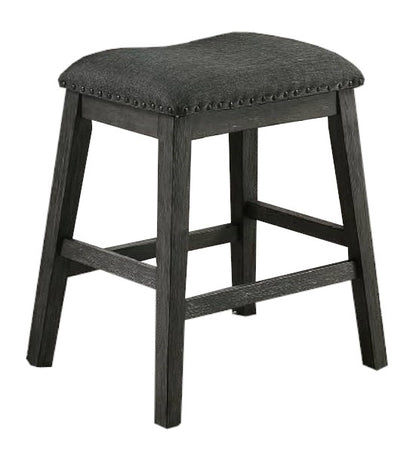 Modern Gray Finish 5pc Counter Height High Dining Table w Storage Shelves High Chairs And Stools Wooden Kitchen Breakfast Table Dining Room Furniture