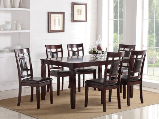 7 Piece Dining Set Table Chairs Eyelet Back Espresso