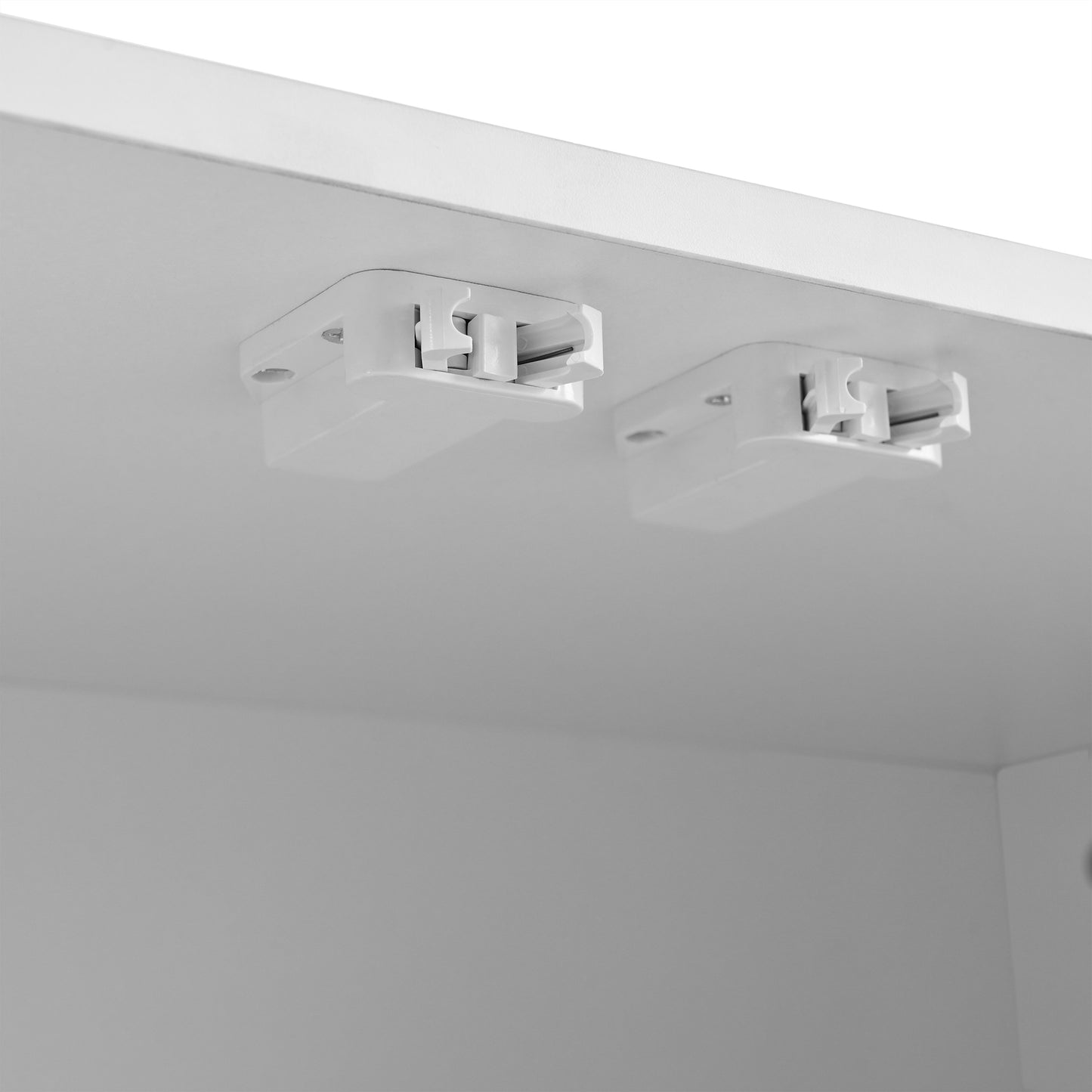 ON-TREND Minimalist Shoe Cabinet with 5 Solid Wood Legs, Cream Style Sideboard Buffet Cabinet with Fluted Doors, Large 4-Door Storage Cabinet with Adjustable Shelves for Living Room, White, 55.1*13.7"