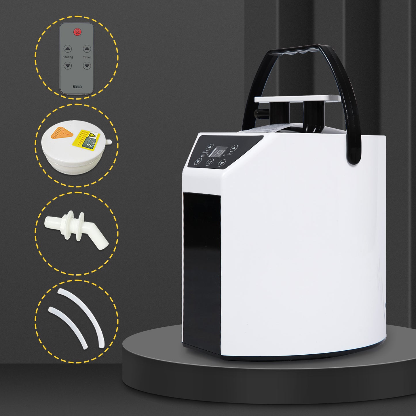 3.0L Tank Sauna Steam Generator, 360° Nozzles, 4 Gear Settings, Remote 90-Min Run Time White+Black