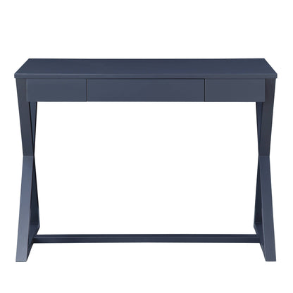 Modern Charcoal Console Table with X-Shape Base and Storage Drawer