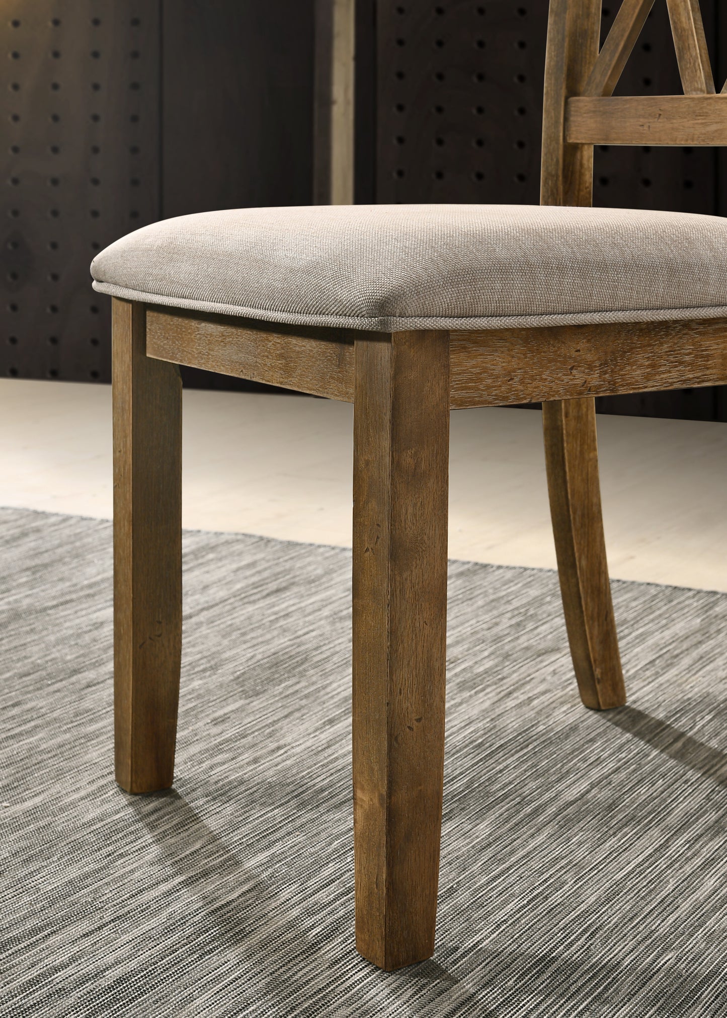 Round Rubberwood 5-Piece Dining Set Warm Brown Finish