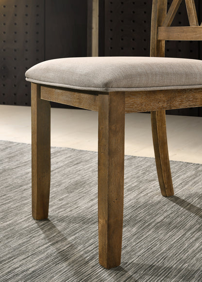 Round Rubberwood 5-Piece Dining Set Warm Brown Finish