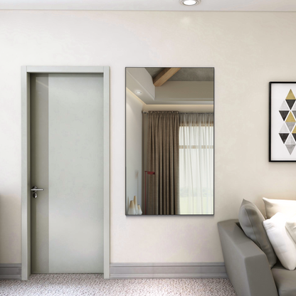 60"x36" Oversized Modern Rectangle Bathroom Mirror with Balck Frame Decorative Large Wall Mirrors for Bathroom Living Room Bedroom Vertical or Horizontal Wall Mounted mirror with Aluminum Frame