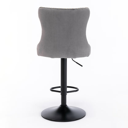 AA Velvet Swivel Bar Stools Adjustable 25 33 Gray Set of 2