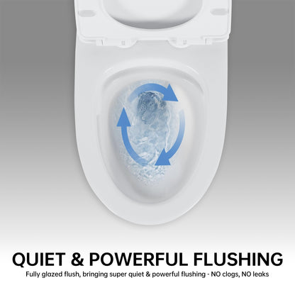 Comfort Height Elongated One-Piece Toilet with Dual-Flush System, CUPC & WaterSense Certified, White Ceramic, Soft Close Seat T039WT