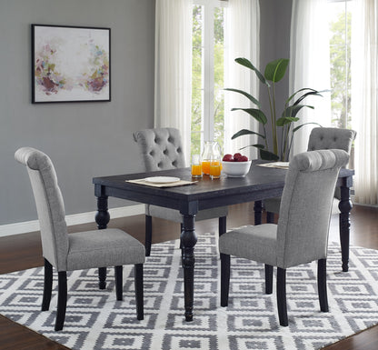 Urban Style Wood Turned Leg Dining Set Table And Chairs Gray