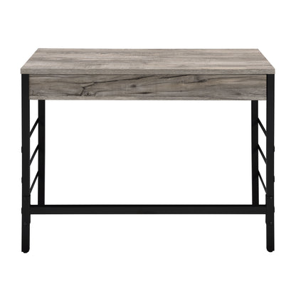 Modern Black and Weathered Oak Office Writing Desk with USB Ports and Drawers
