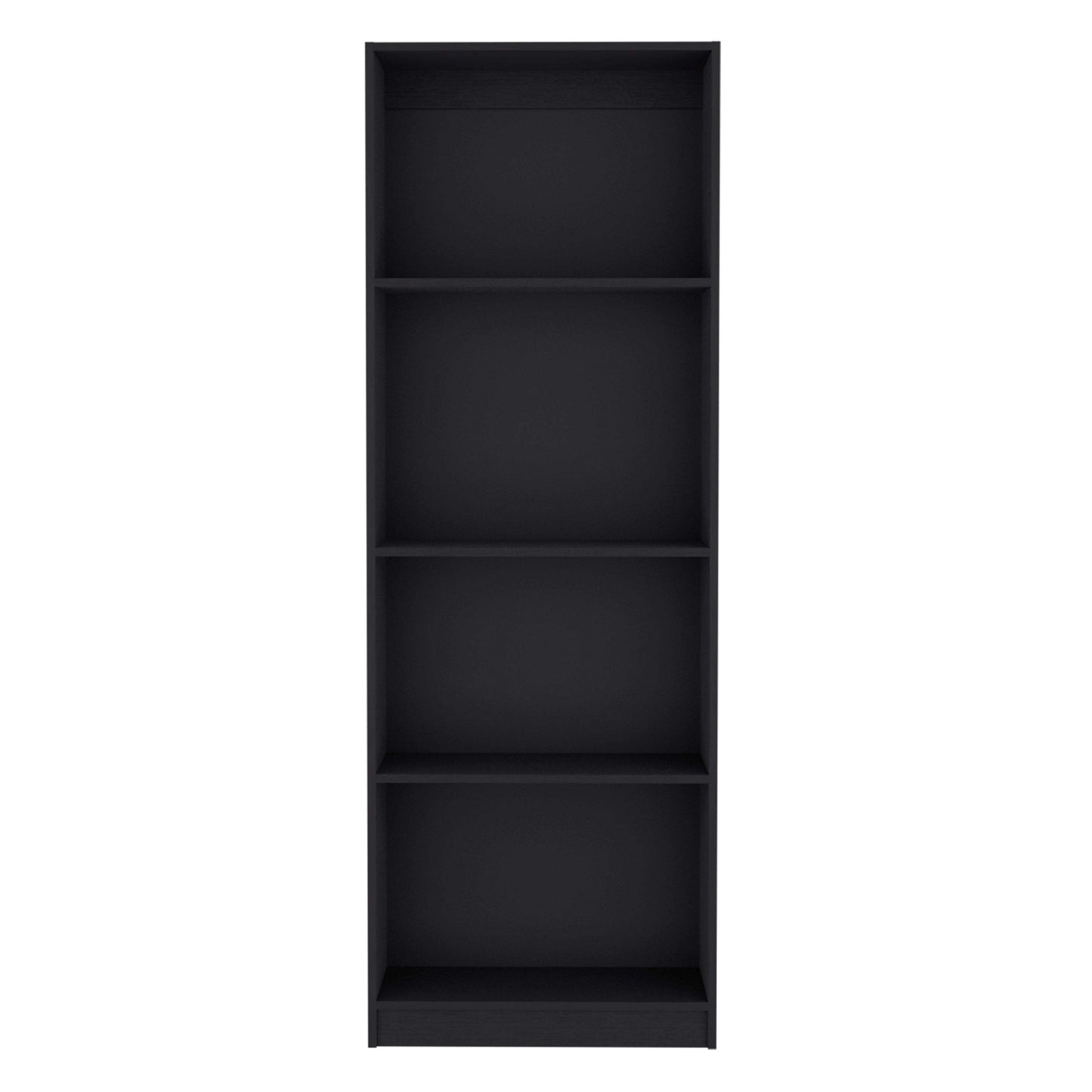 Modern 4-Shelf Black Bookcase - Stylish Display Unit for Home and Office Decor