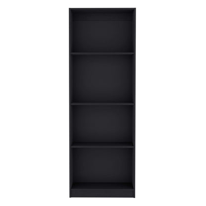 Modern 4-Shelf Black Bookcase - Stylish Display Unit for Home and Office Decor