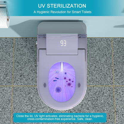 High-Tech Smart Bidet Toilet with Auto Open/Close, Heated Seat, Foot Sensor Flush, LED Control, and Night Light Features