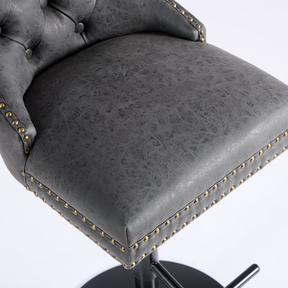 Tufted Back Swivel Bar Stools, PU Upholstery, Set of 2, Counter Height, for Home Bar, Aged Finish