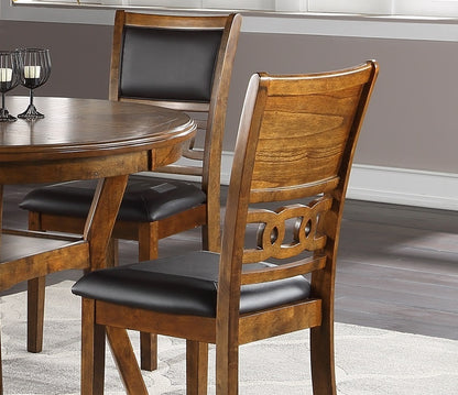 Set of 2 Cushioned Dining Room Side Chairs with Knot-Back, 18x22.5x38, Rubberwood MDF, Walnut Finish