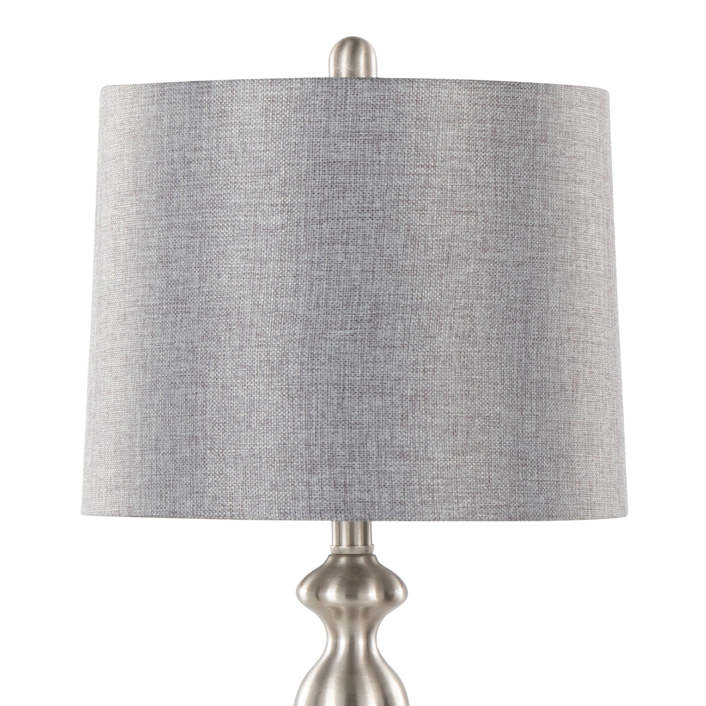 27-inch Contemporary Metal Table Lamp 2-pack with Linen Shade, 3-Way Switch, 2 Bulbs, Brushed Nickel