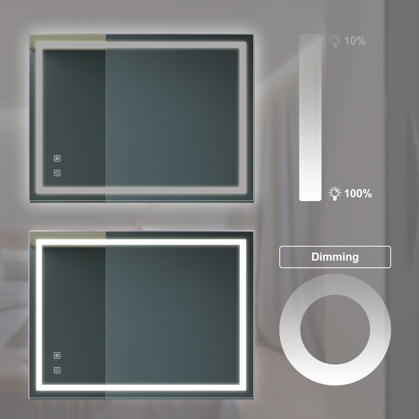 32"x24" High-Lumen Dimmable LED Vanity Mirror with Anti-Fog and Adjustable Color Temperature, Waterproof Design, Vertical & Horizontal Mounting