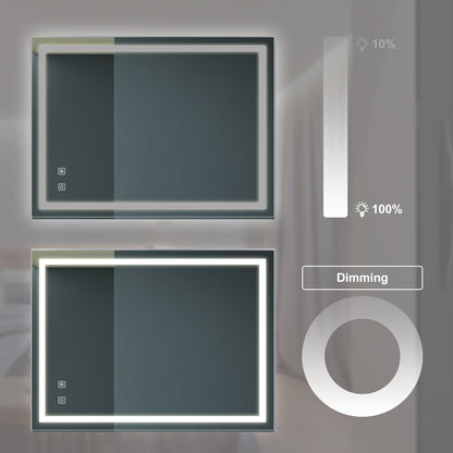 32"x24" High-Lumen Dimmable LED Vanity Mirror with Anti-Fog and Adjustable Color Temperature, Waterproof Design, Vertical & Horizontal Mounting