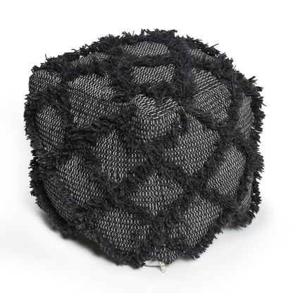 Jumanji Handcrafted Wool and Cotton Pouf Brown Color 16x16x16 inches