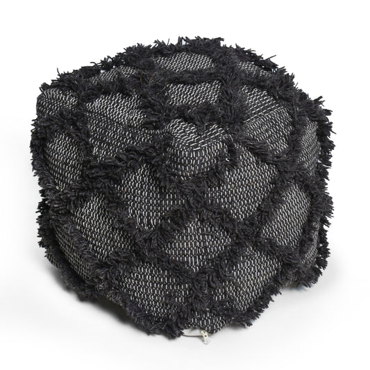Jumanji Handcrafted Wool and Cotton Pouf Brown Color 16x16x16 inches