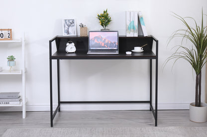 Narrow Black Console Table for Small Spaces – Modern Entryway, Sofa, and Hallway Table with Metal Frame for Living Room and Office