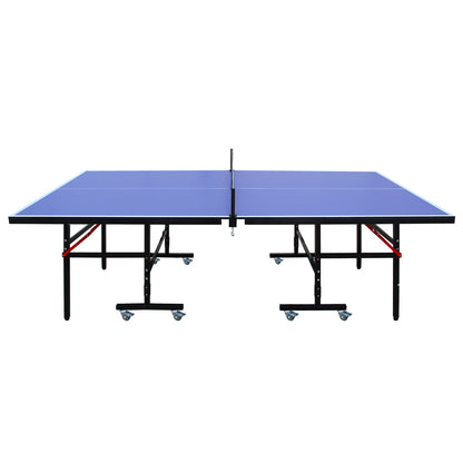 8ft Table Tennis Table, Foldable & Portable Ping Pong Set with Net, 2 Paddles & 3 Balls, Storage Blue